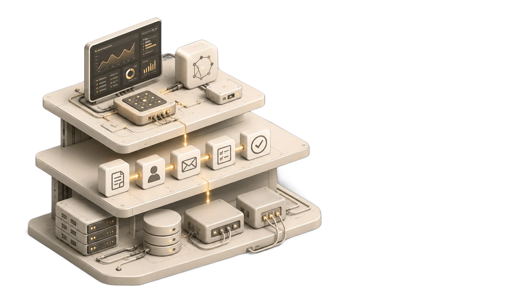 Illustration of automation and AI tools for the SHIFT-SU business systems page